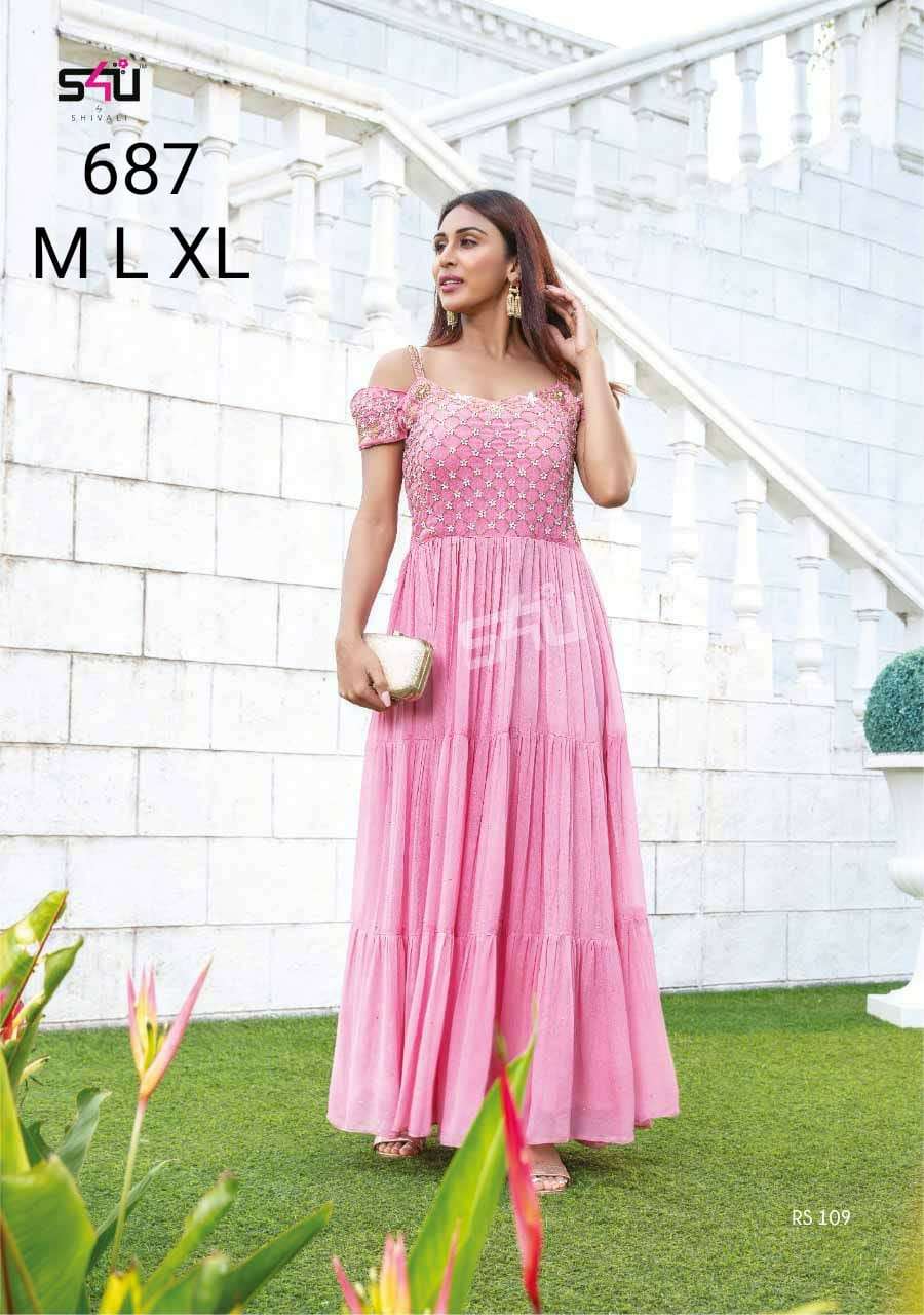 s4u present 687 exclusive long party wear gown combo set collection