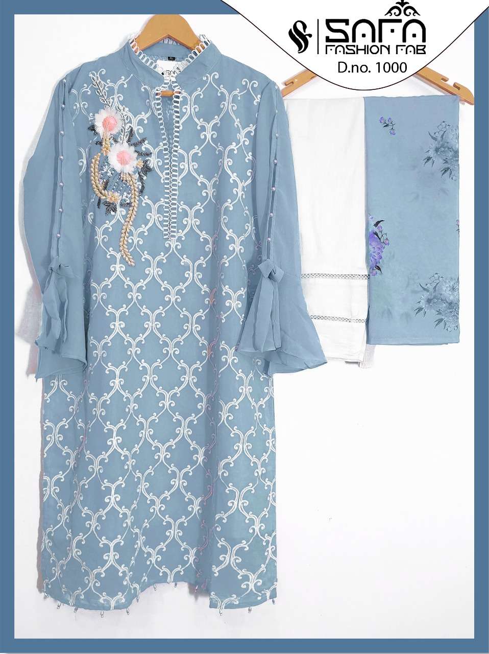 safa sf 1000 georgette work full stitch designer suits exporter