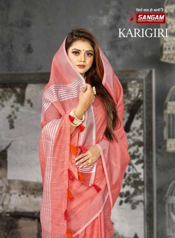sangam prints karigiri linen saris wholesaler