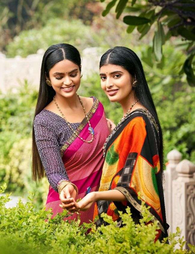 saroj jharna printed renial casual wear ladies sarees affordable price 