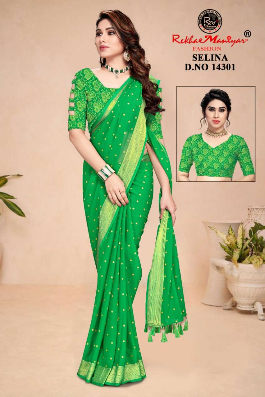 selina by rekha maniyar fashion chiffon viscose classy look saree exporter