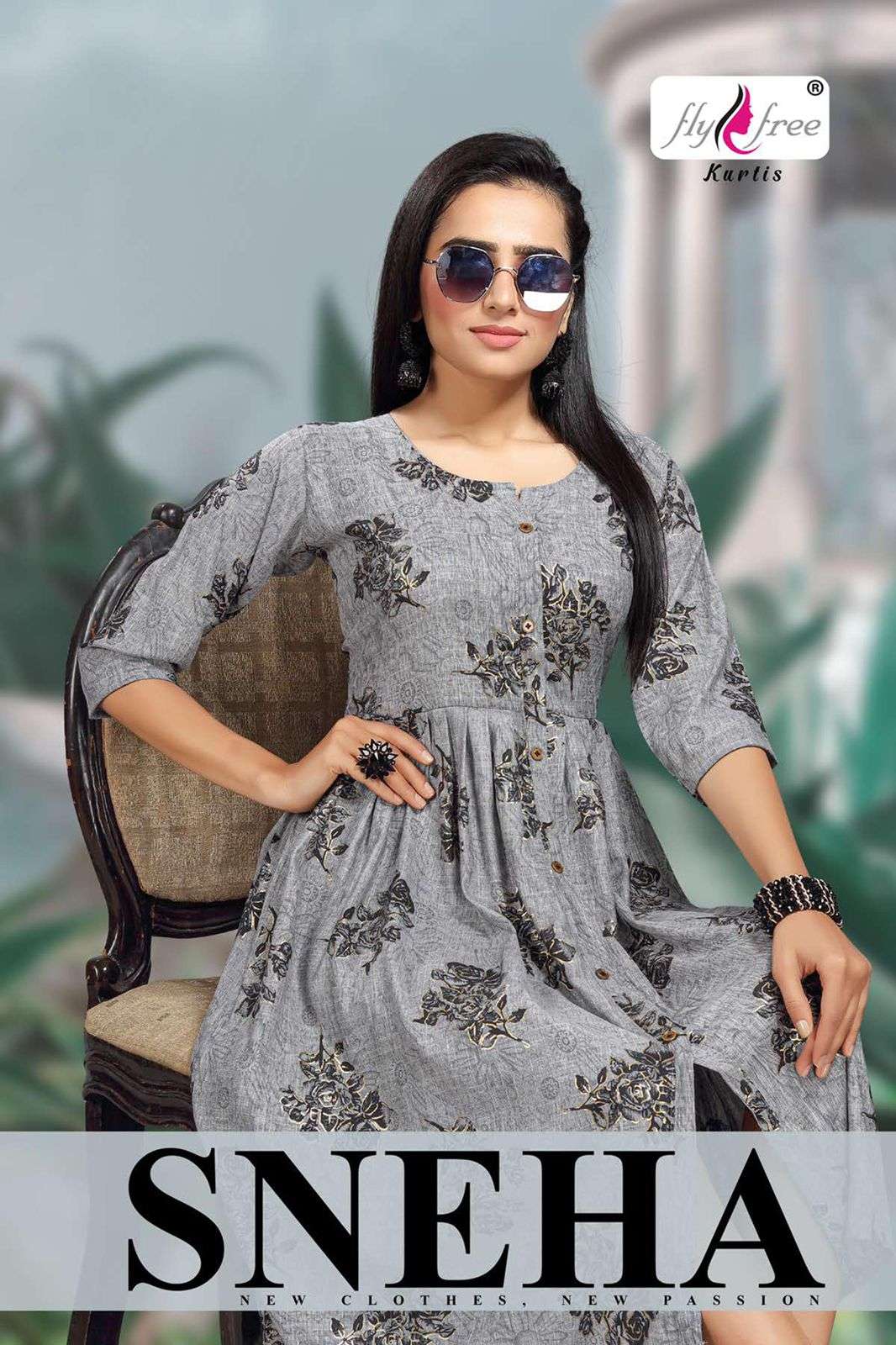 senha by fly free heavy rayon procin foil print flair kurti catalog wholesaler best rate