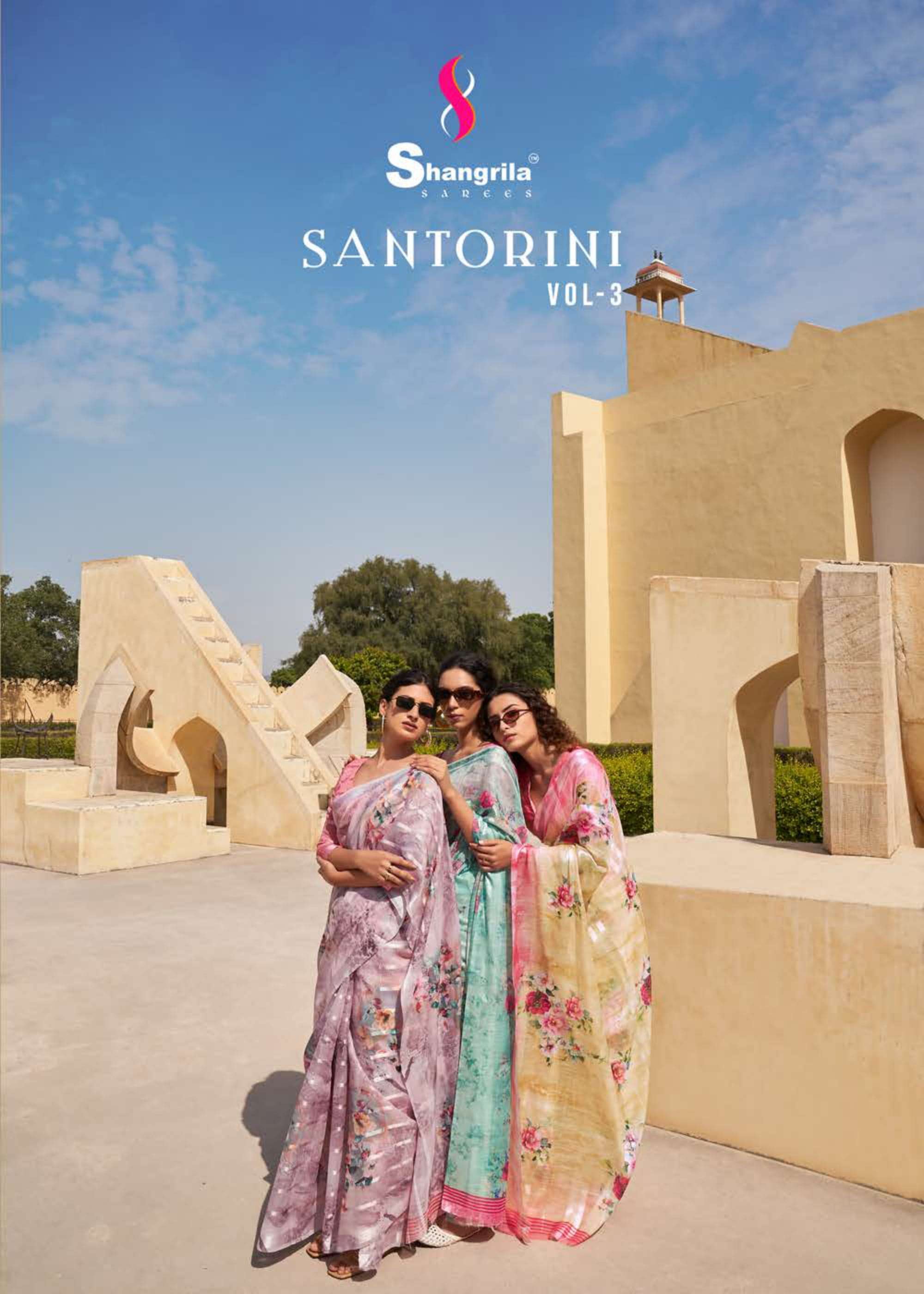 shangrila santorini vol 3 weaving linen printed fancy sarees