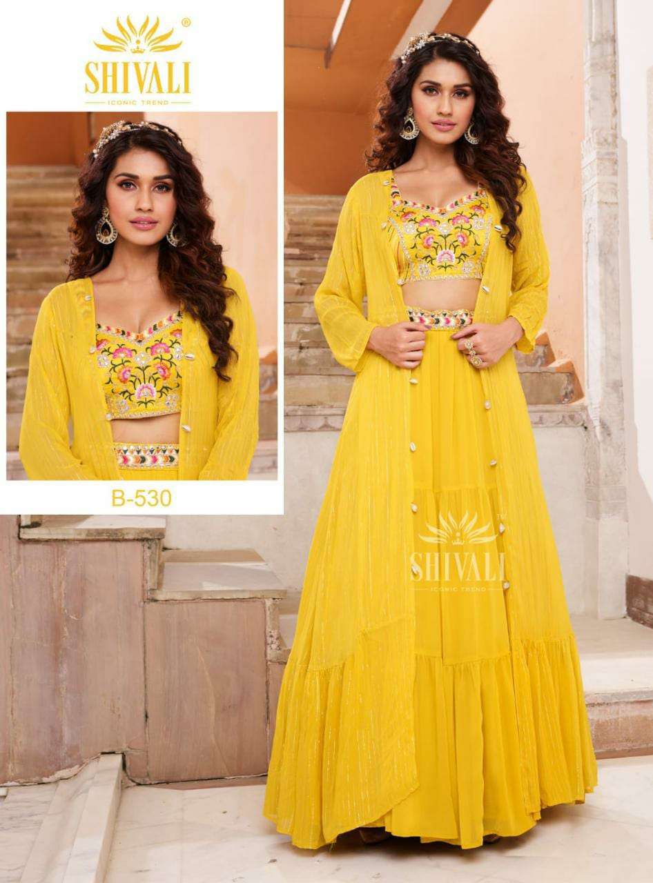 shivali b 530 yello color crop top designer kurti dresses design 
