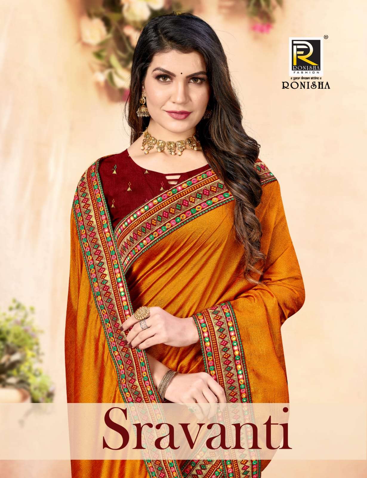 Sravanti by ranjna saree embroidery worked border blouse saree collecton online shop 