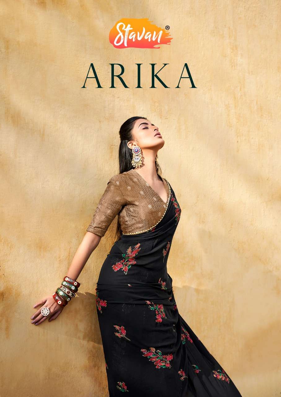 stavan arika georgette saree with jequard blouse concept 