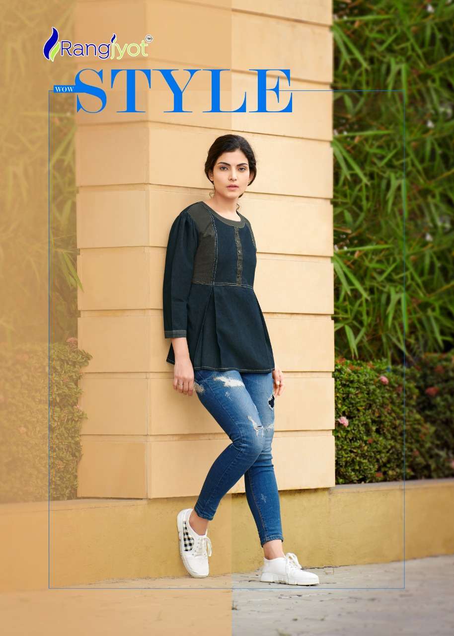 style by rangjyot pure denim short top for jeans collection