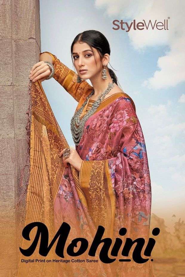 stylewell mohini cotton digital printed fancy sarees