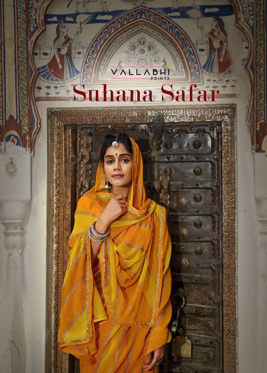 suhana safar by vallabhi georgette printed bandhej saree wholesaler