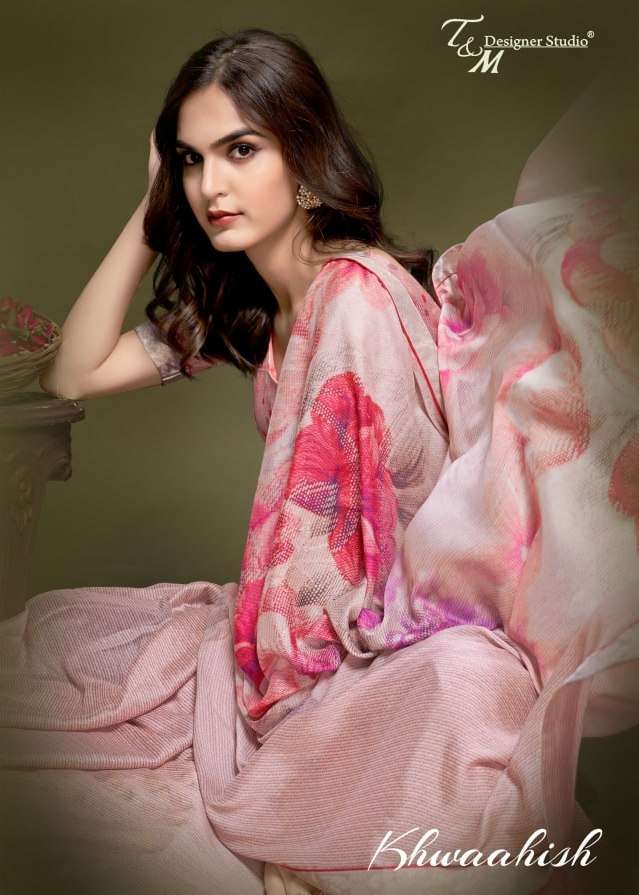 t & m designer khwaahish digital printed saree with border best seller 