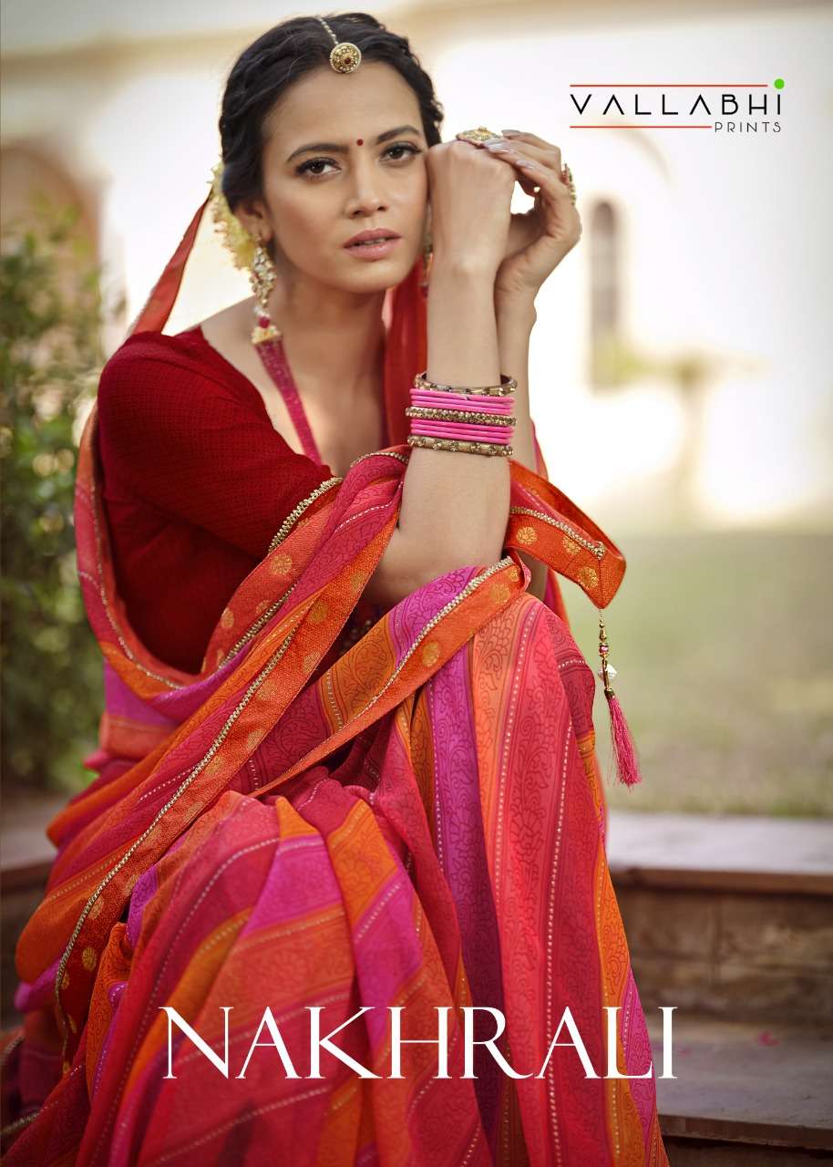 vallabhi nakhrali georgette printed classy fancy saree exporter