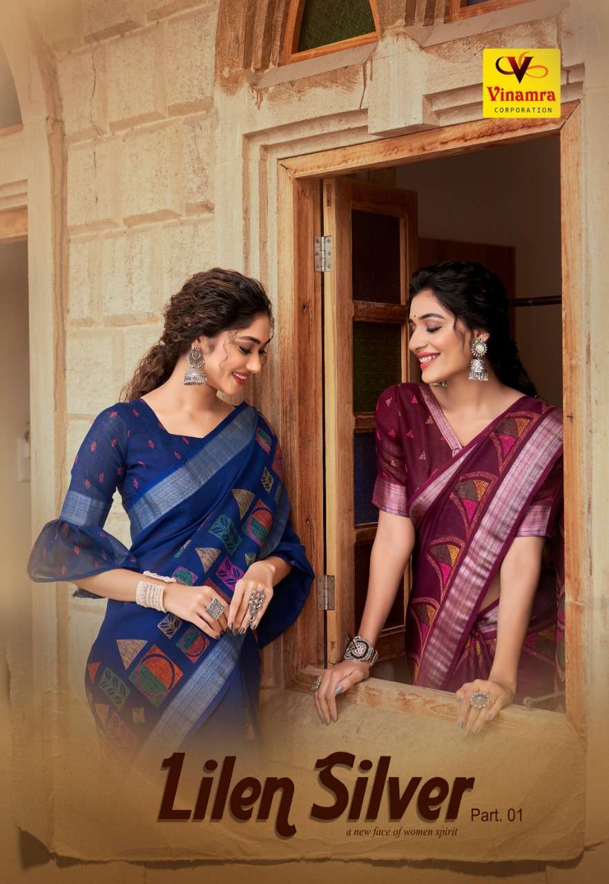 vinamra lilen silver vol 1 casual wear linen cotton saris authorized supplier 