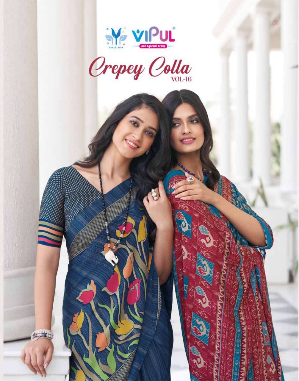 vipul fashion crepey colla vol 16 pure crape printed fancy sarees