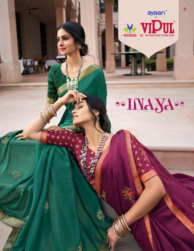 vipul fashions inaya cat 483 chiffon dyed with embroidery sarees best seller online 