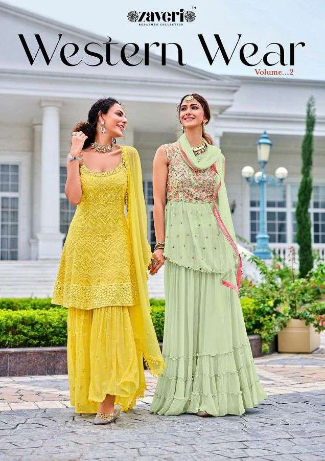 zaveri women western wear vol 2 readymade top with palazzo and dupatta 