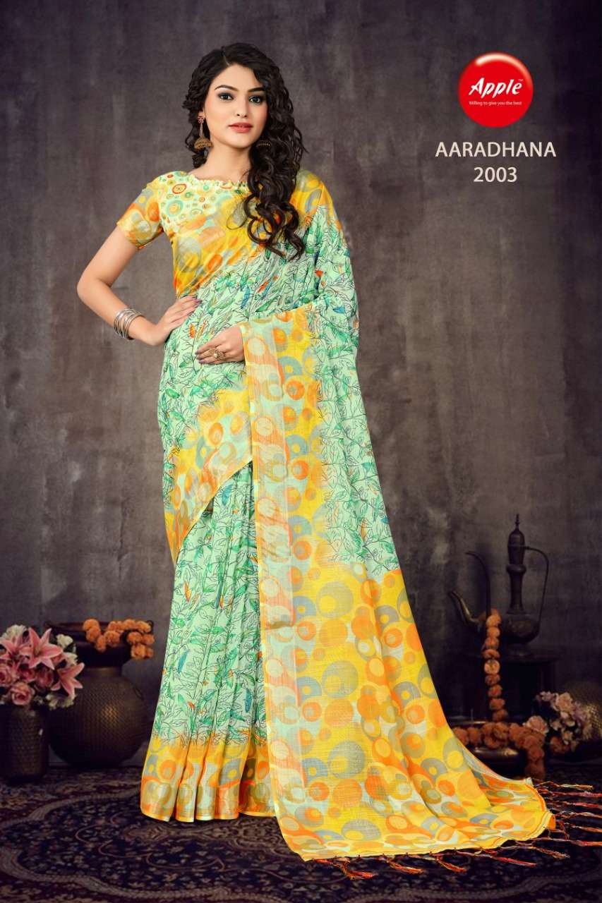 apple aaradhana vol 20 linen digital printed sarees
