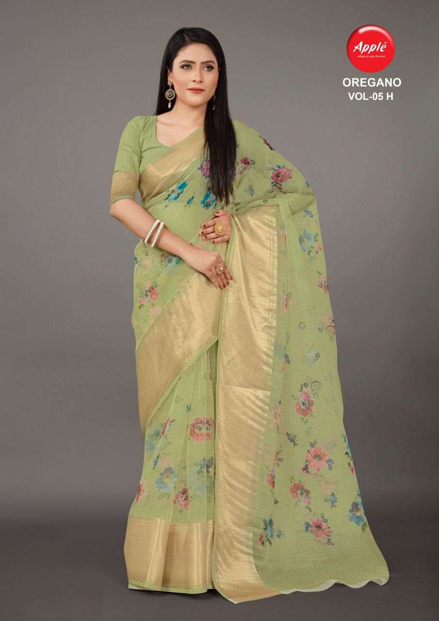 apple oregano vol 5 organza silk printed casual indian saree