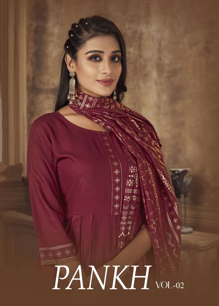 banwery pankh vol 2 rayon long gown with dupatta collection