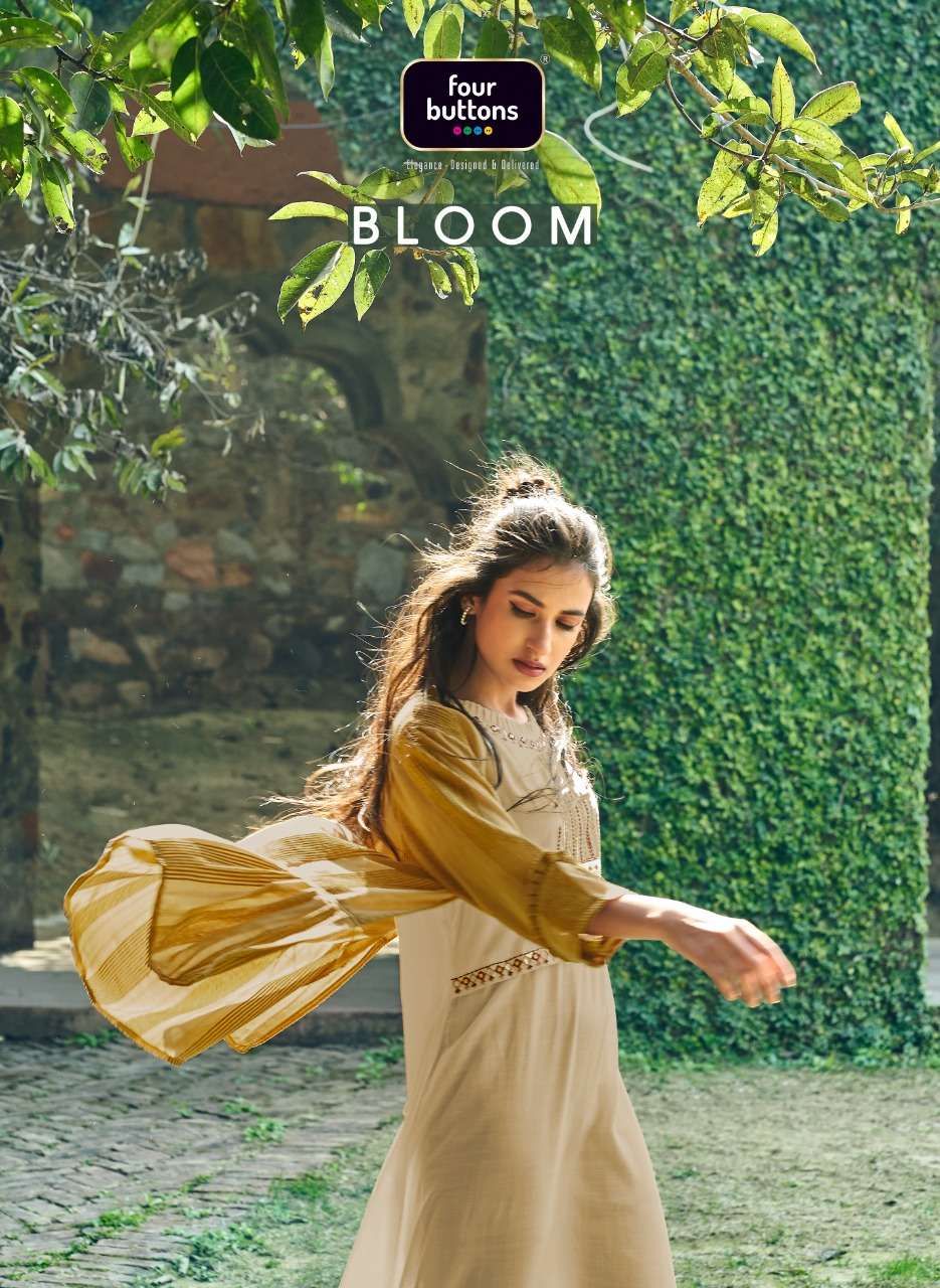 bloom by four buttons ethnic wear cotton kurti with jacket concept
