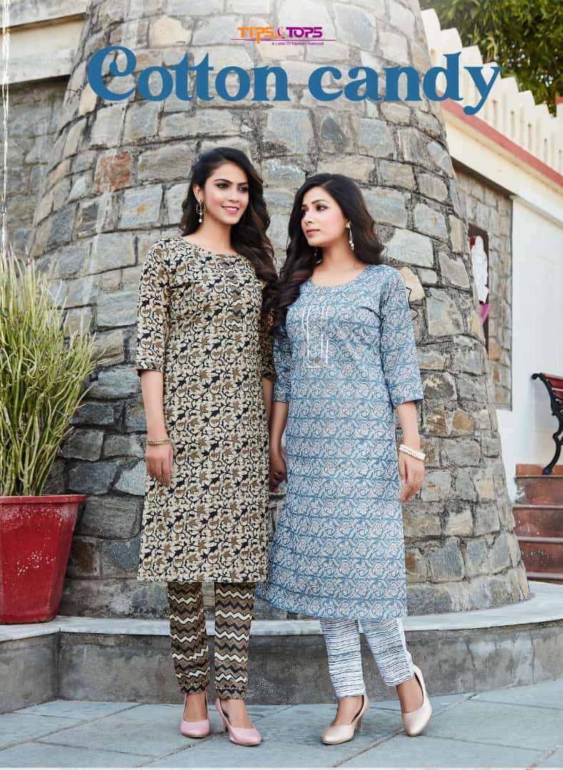 cotton candy by tips & tops printed kurti with pant collection
