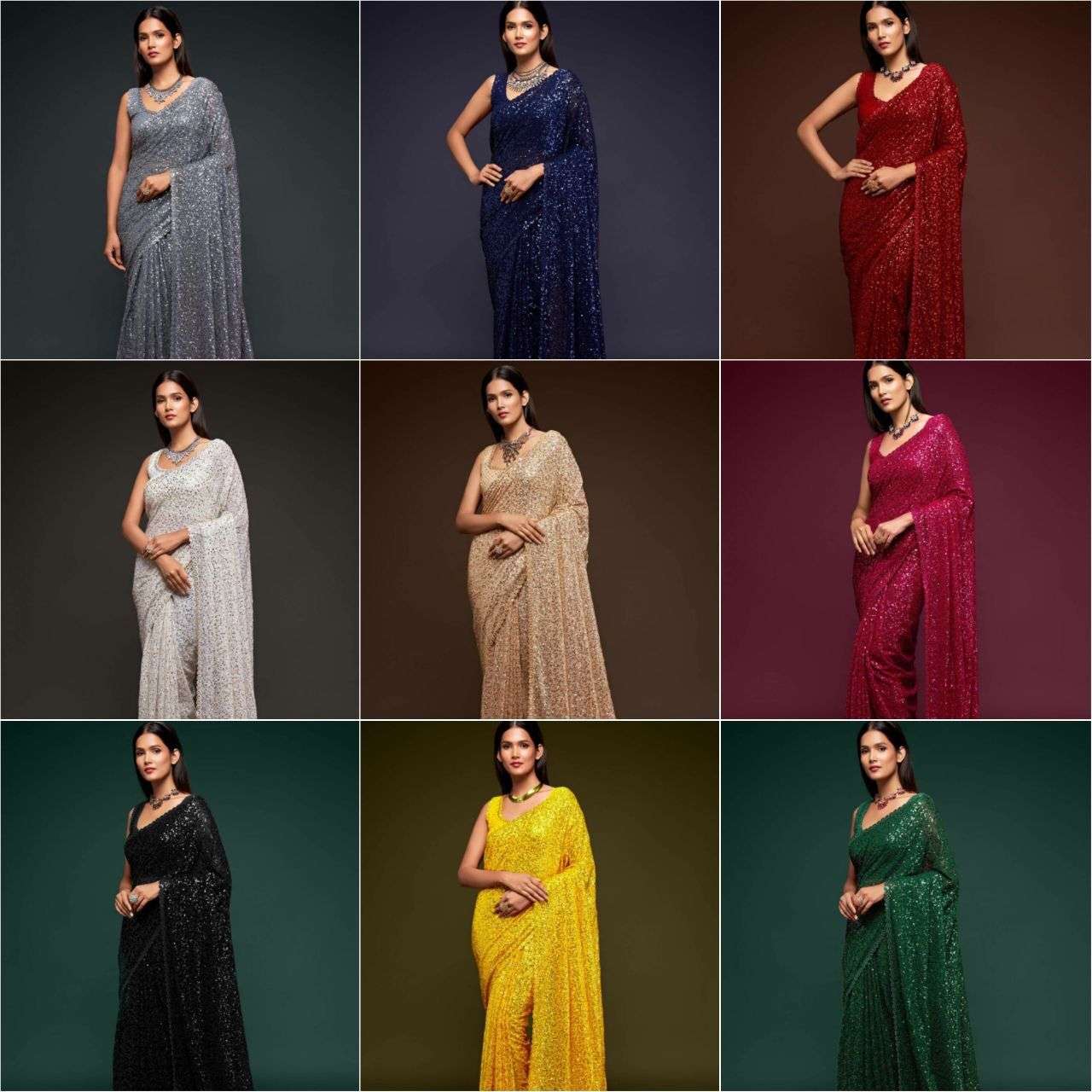 df 3214 design 5 mm sequence work  fancy ladies sarees 
