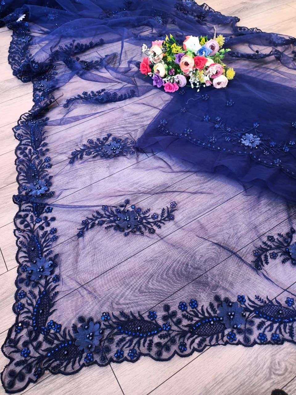 df 4002 soft nett with fancy work sarees wholesaler 