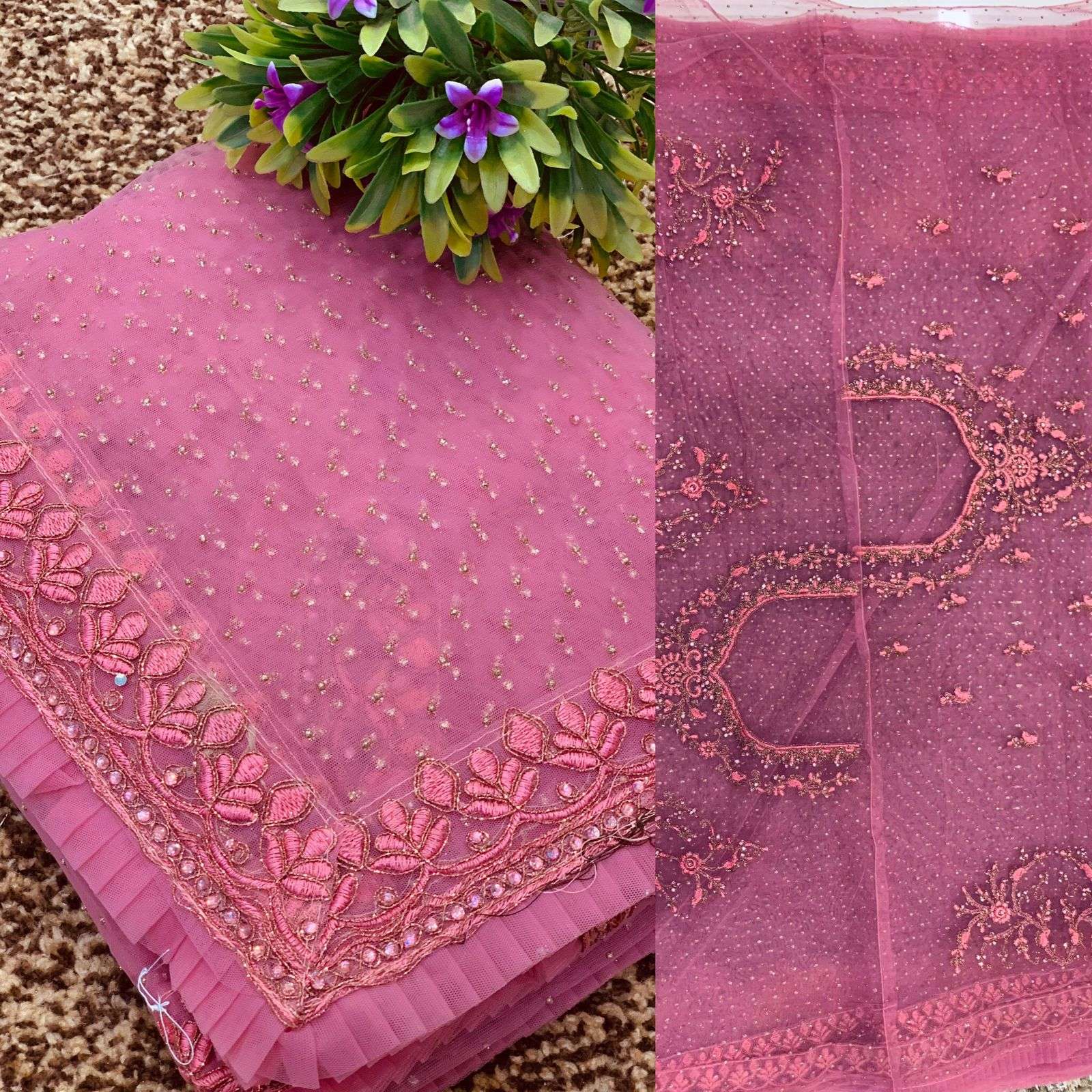 df misti glitter saree mono nylon net work saris wholesaler 