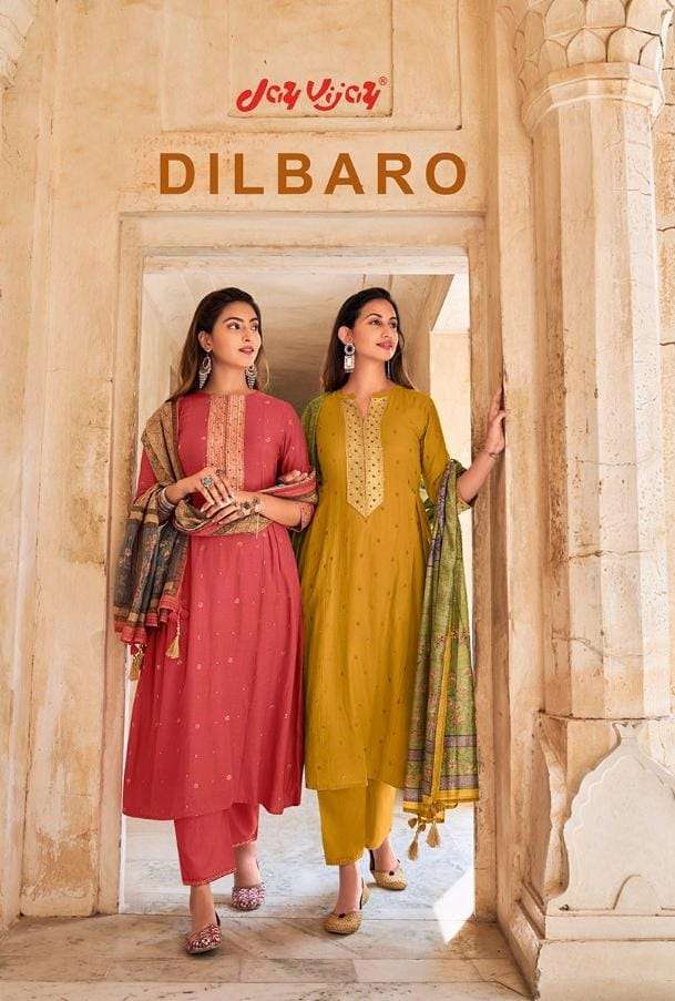 dilbaro by jay vijay muslin silk work exclusive fancy dresses supplier