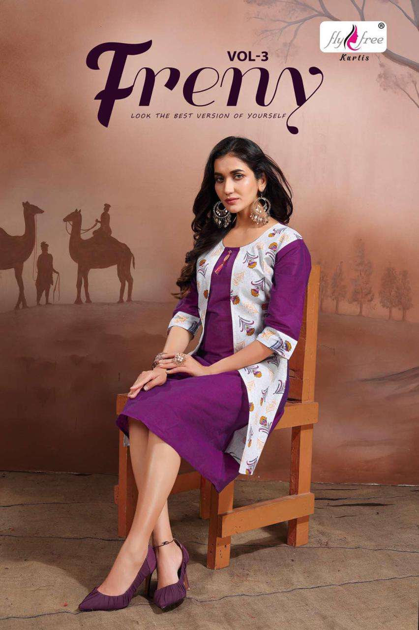 FRENY VOL-3 BY FLY FREE HEAVY HANDLOOM COTTON KURTI CATALOG WHOLESALER BEST RATE