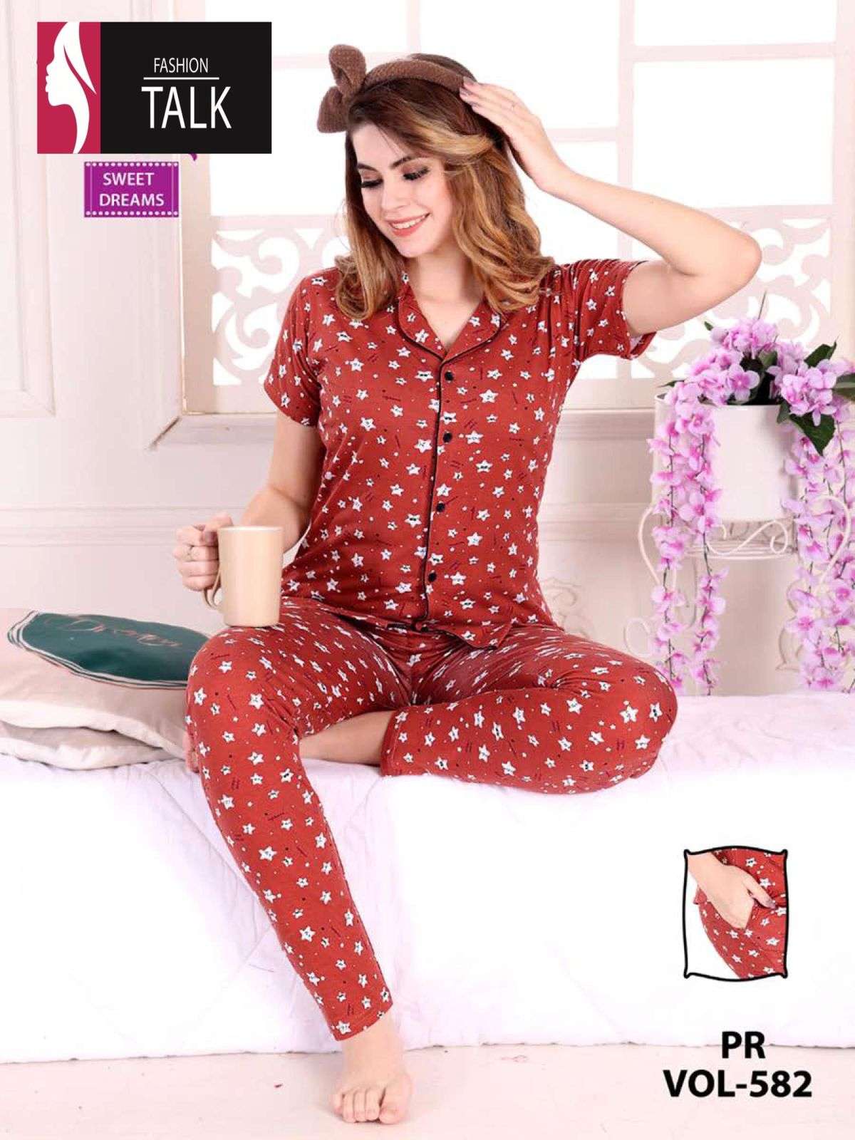 FT SWEET DREAM VOL.582 HEAVY Shinker Hosiery Cotton NIGHT SUIT CATALOGBWHOLESALER BEST RATE