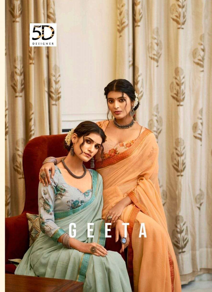 geeta by 5d designer georgette printed saree collection