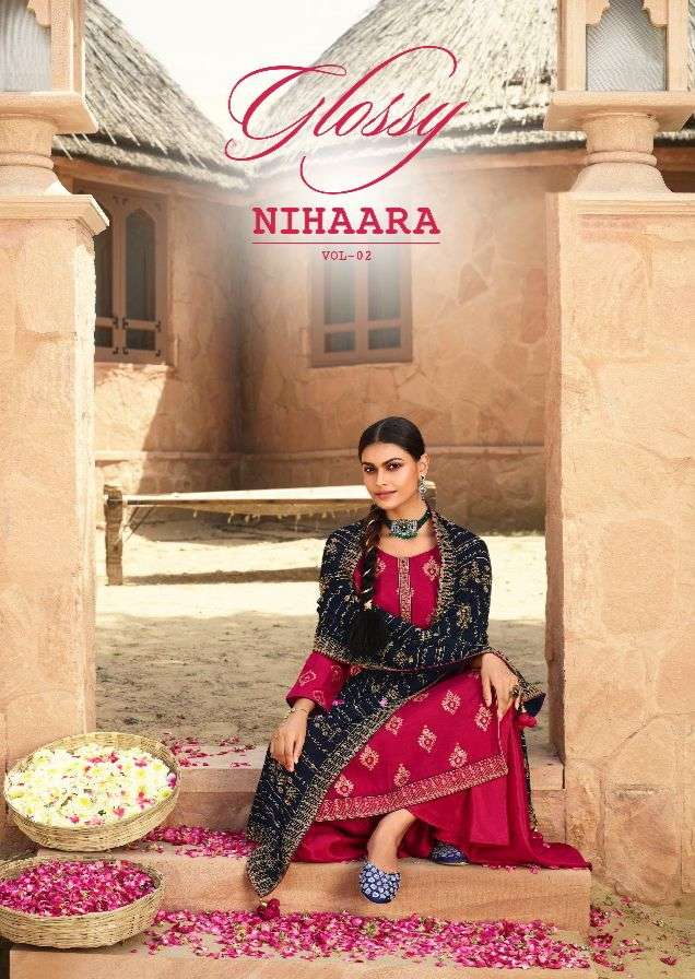 glossy nihaara vol 2 viscose dola jacquard exclusive fancy salwar kameez