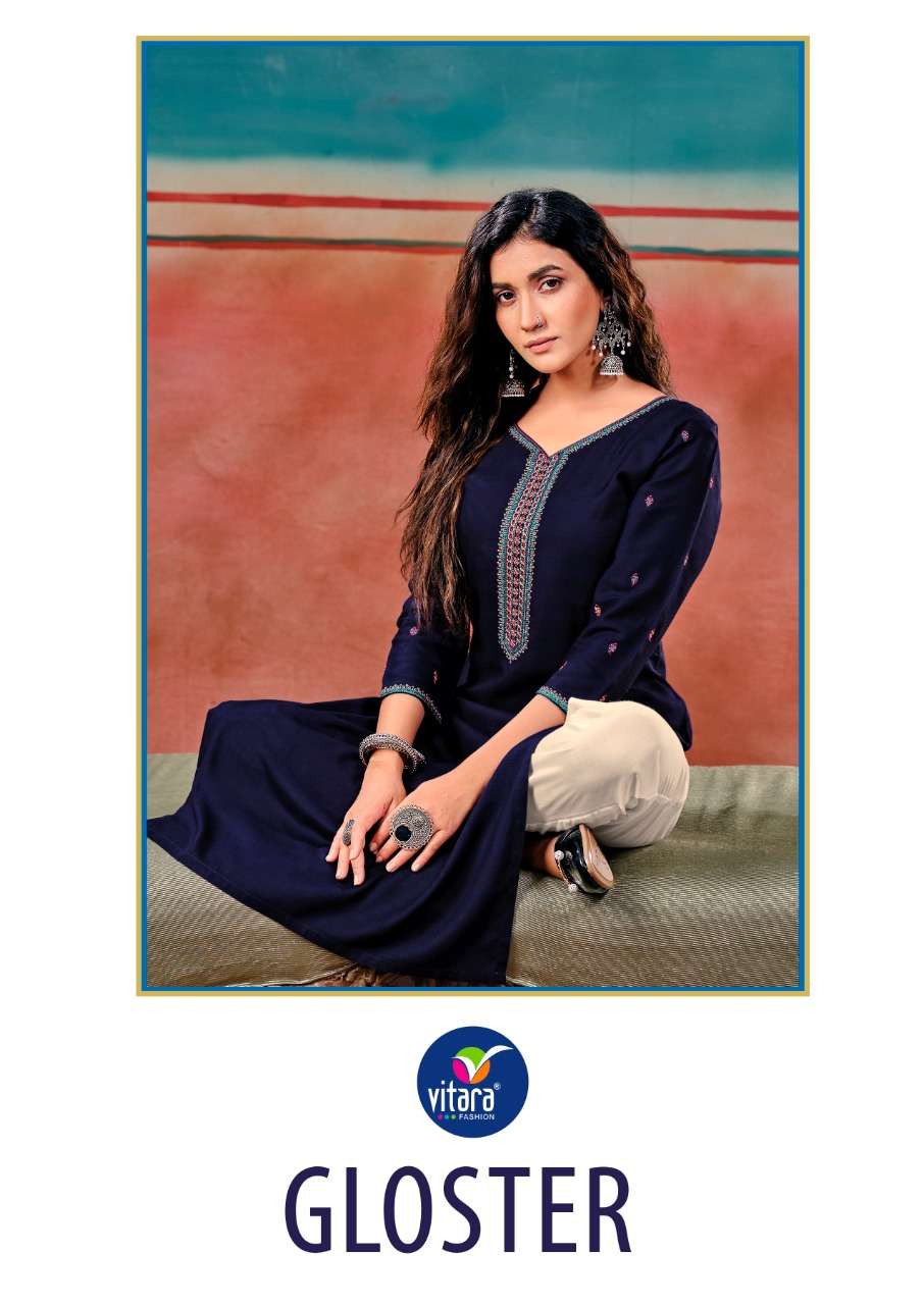 gloster by vitara rayon work kurti with pant collection