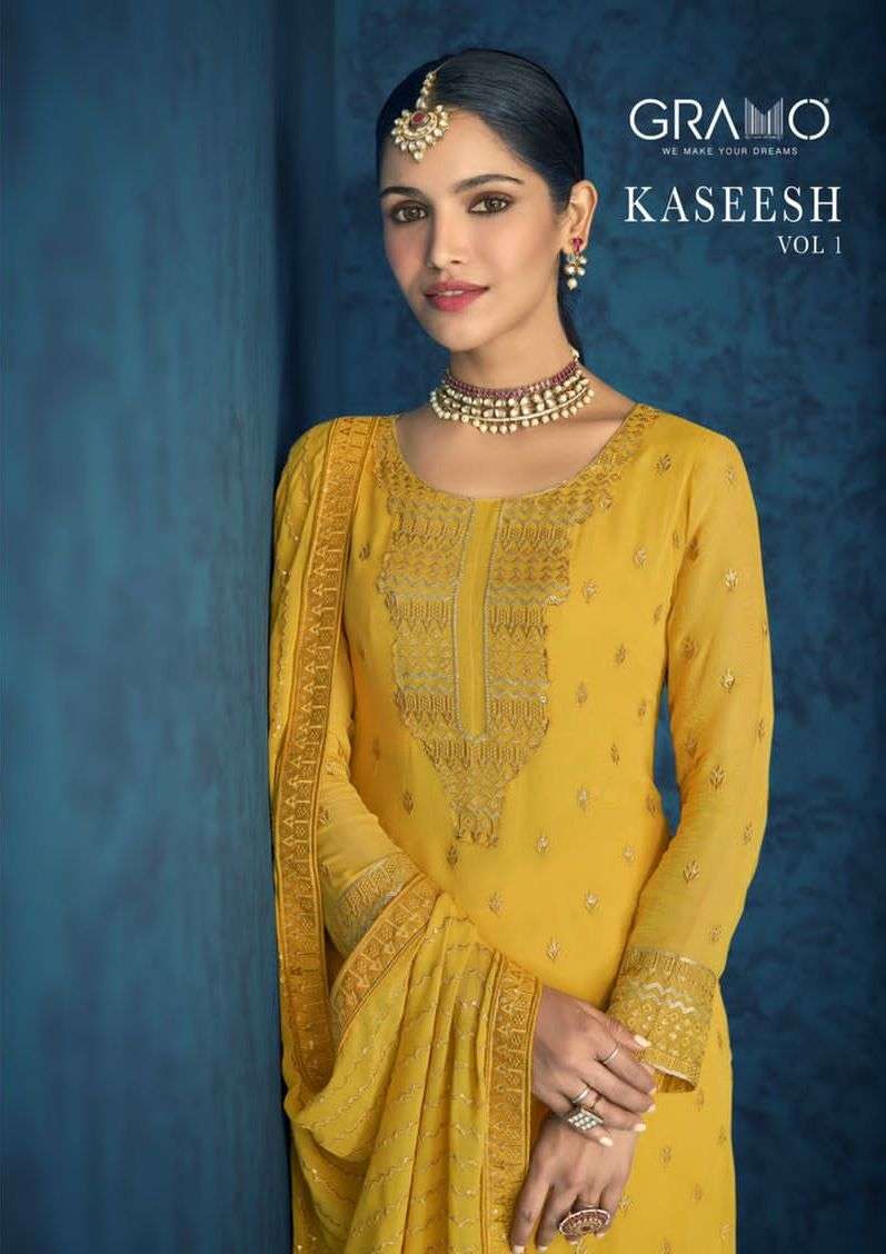 gramo present kaseesh vol 1 georgette full stitch wedding salwar kameez