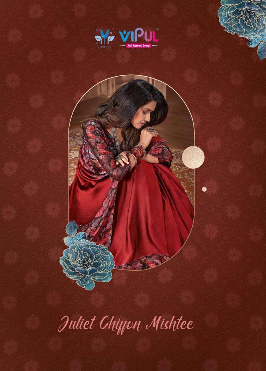 juliet chiffon mishtee by vipul satin chiffon printed saree collection 