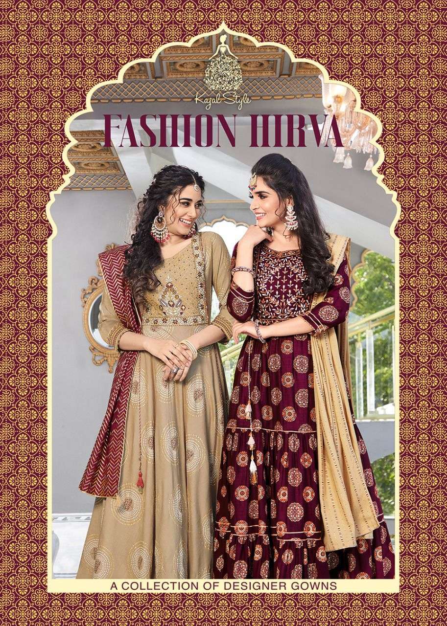 kajal style fashion hirva vol 1 long fancy gown with dupatta collection