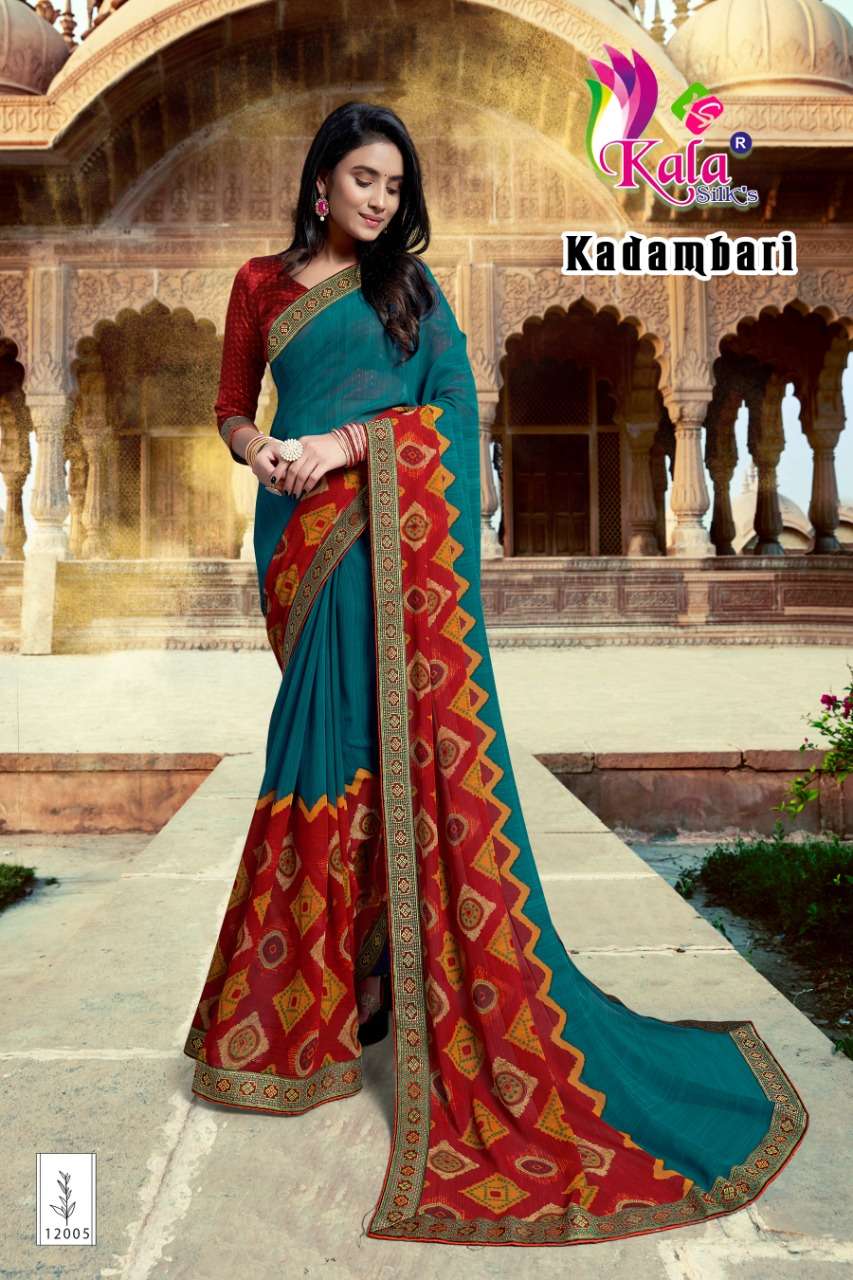 kala silks kadambari weightless saree with bandhej design 