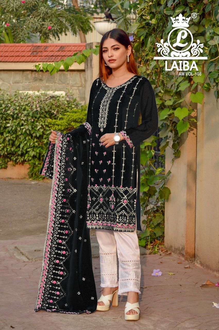 laiba designer am vol 108 pure georgette work full stitch pakistani dresses