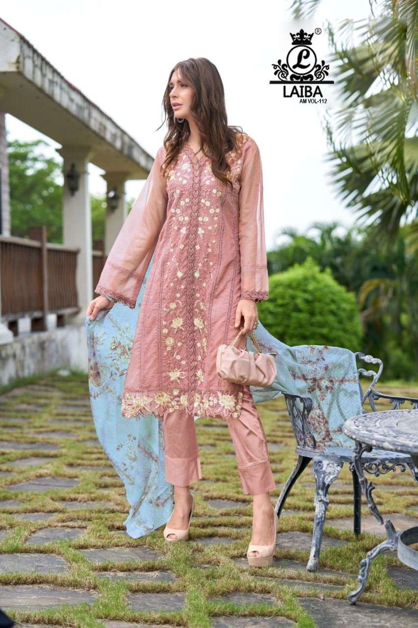 laiba present am vol 112 elegant work on georgette pakistani readymade dresses