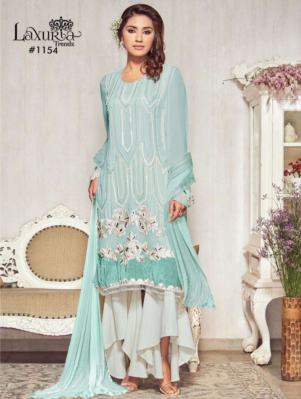 laxuria 1154 traditional pakistani full stitch fancy suit collection