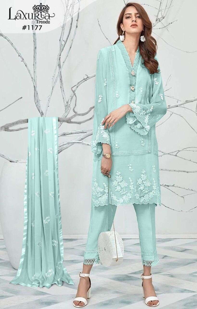 laxuria trendz 1177 georgette work ethnic wear full stitch pakistani dresses