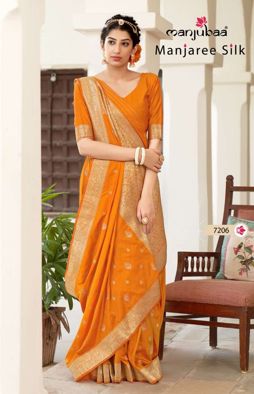 manjubaa manjaree silk 7201-7208 series soft silk weaving saree design 
