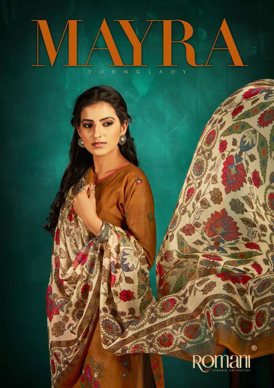 mayra by romani cambric printed ladies suits with 3mtr bottom 