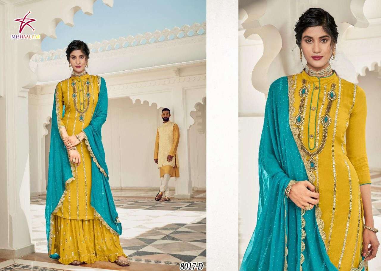 mishaal fab 8017 design colors heavy embroidery pakistani salwar kameez 