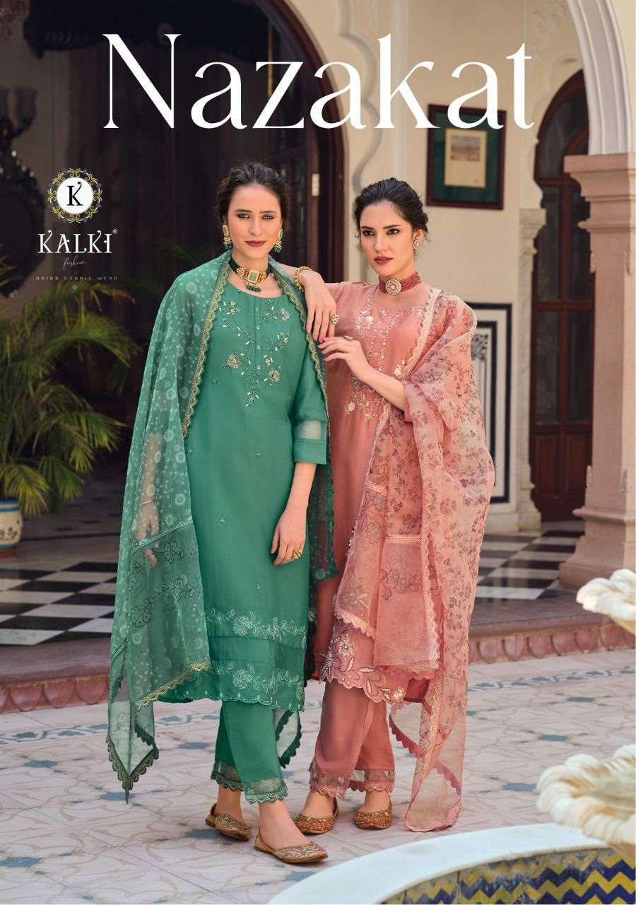 nazakat by k fashion viscose silk handwork readymade salwar kameez