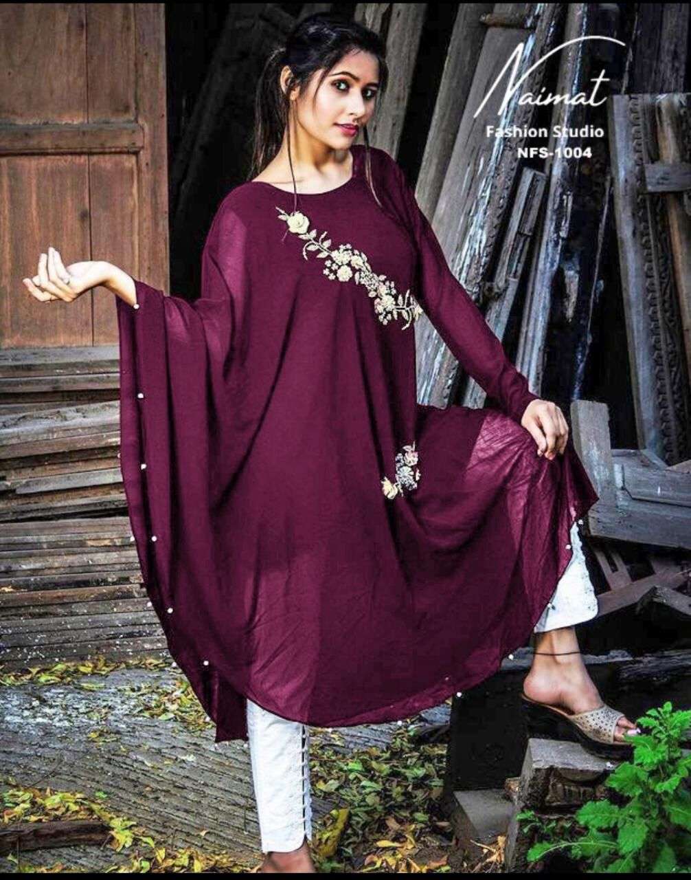 nfs 1004 by naimat georgette long kurtis with cotton pant collection