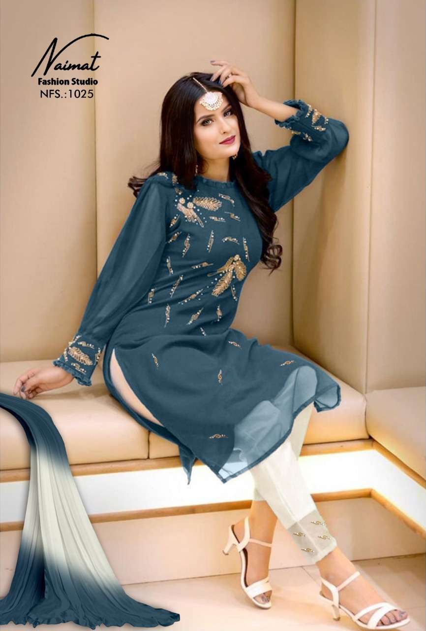 nfs 1025 by naimat georgette summer wear full stitch fancy suits