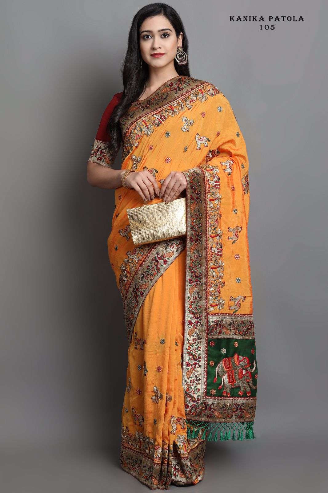 patola saree 101-105 series kanika soft silk sarees wholesaler 