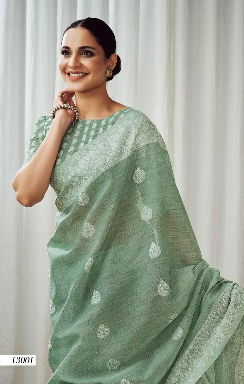 Rajpath Anigma Silk Soft Linen With Lucknowi Saree