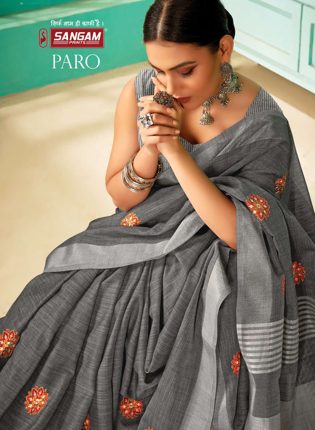 sangam prints paro linen cotton saris wholesaler